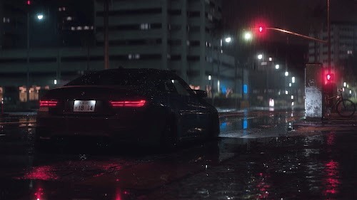 BMW M4 Night Rain Live Wallpaper