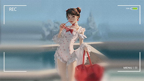 Girl In White & Red Live Wallpaper