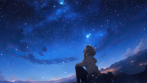Girl Under The Starry Sky Live Wallpaper