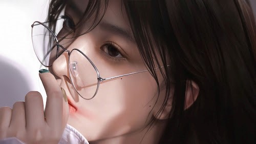 Girl With Glasses Live Wallpaper
