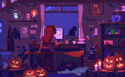 Halloween Office Room Live Wallpaper