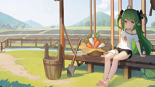 Lovely Girl Harvesting Crops Live Wallpaper