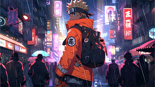 Naruto Wears A Rain Backpack Live Wallpaper