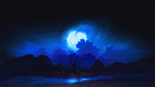 Night Landscape Blue Live Wallpaper