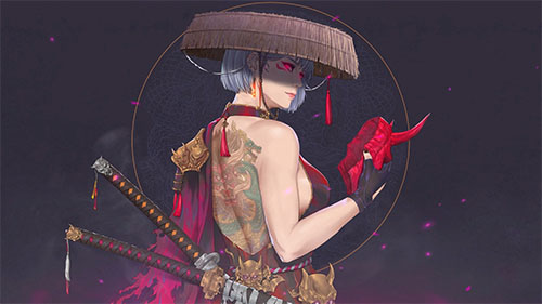 Oni Girl Samurai Live Wallpaper