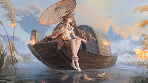Peaceful Moment Of Girl On The Boat Live Wallpaper