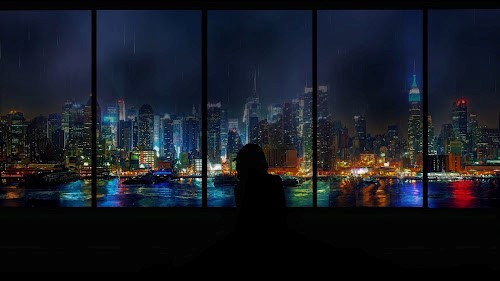 Rainy Night City Through The Window Live Wallpaper