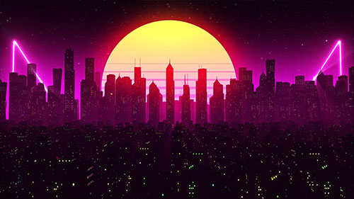 Retrowave City - Moon Live Wallpaper
