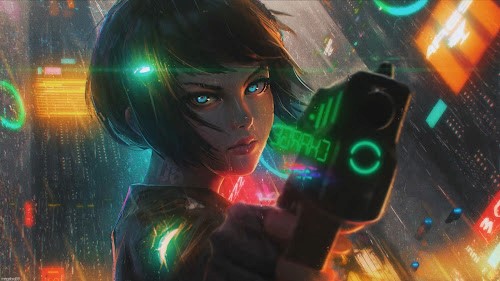 Shooting Girl - Cyberpunk Live Wallpaper