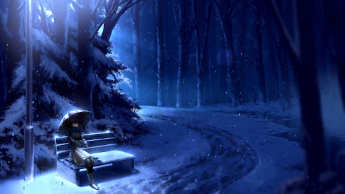 Snowy Girl And Winter Trail Live Wallpaper