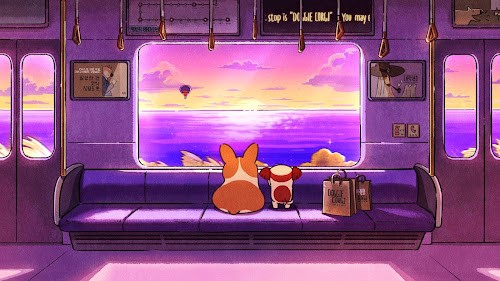 Sunset Subway - Doggie Corgi Live Wallpaper