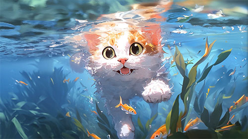 Swimming Cat Live Wallpaper