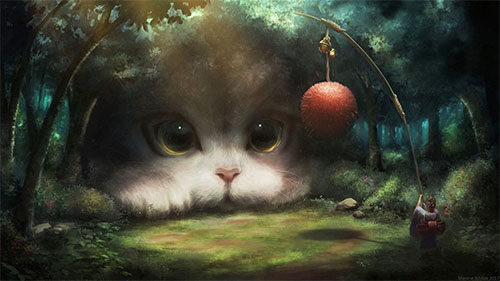 The Giant Cat in the Woods Live Wallpaper