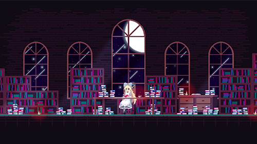 The Girl in the Library at Night Live Wallpaper