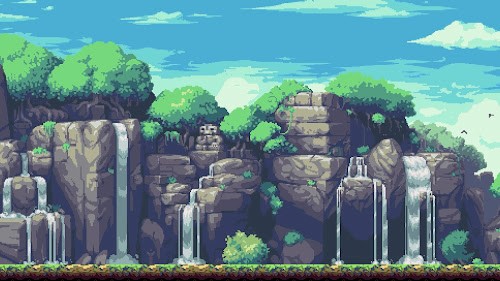 Waterfall Forest - Pixel Live Wallpaper