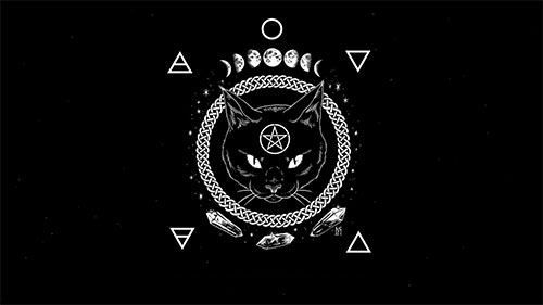 Wiccan Cat and Element Symbols Live Wallpaper