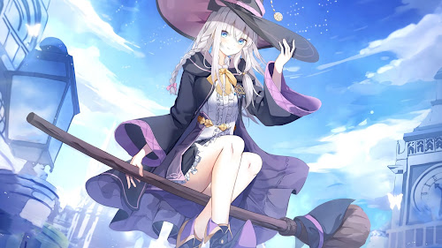 Witch Elaina Riding A Broom Live Wallpaper