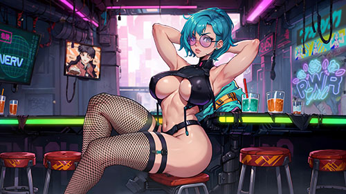 Cyber Anime Bar Live Wallpaper