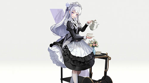 Emilia Clumsy Maid - Goddess of Victory: Nikke Live Wallpaper