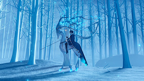 Girl Marrying Deer In Snowy Forest Live Wallpaper
