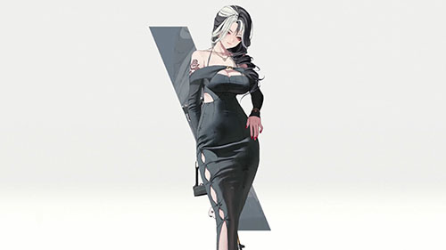 Rosanna Black Dress - Goddess of Victory: Nikke Live Wallpaper