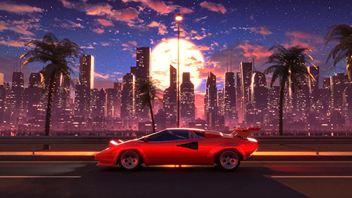 Synthwave Drive Live Wallpaper