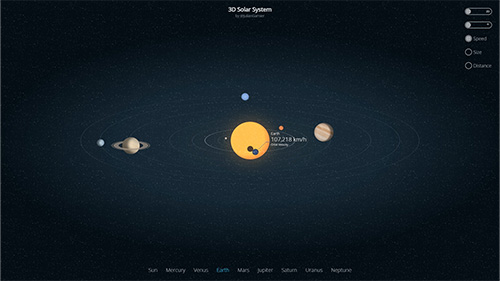 3D Solar System - Web Wallpaper